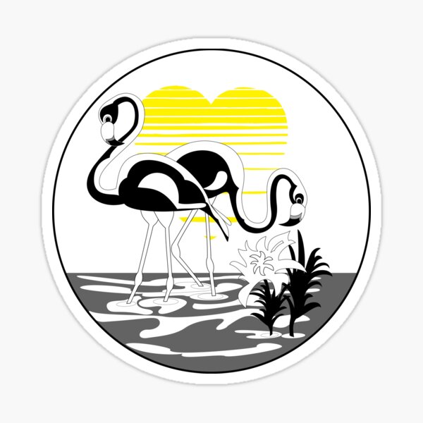 Flamingo love, sunset heart. Flamingo lover gift Sticker