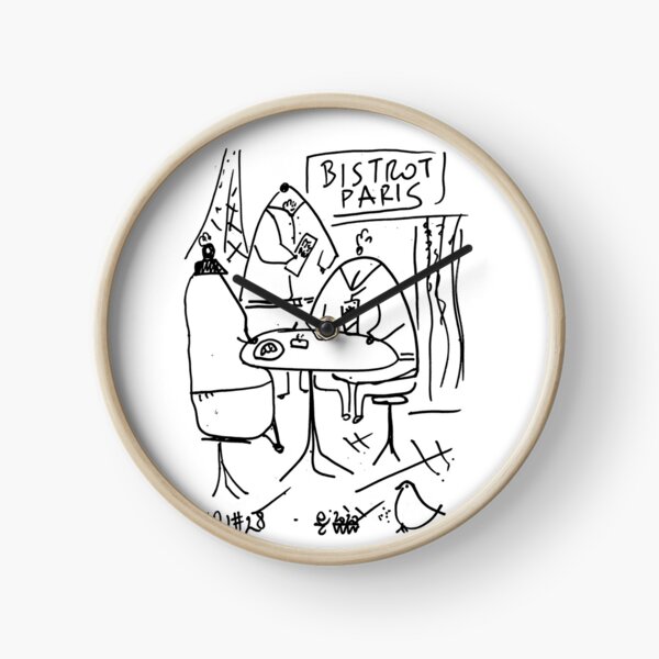 Fat people at a bistro in paris Clock