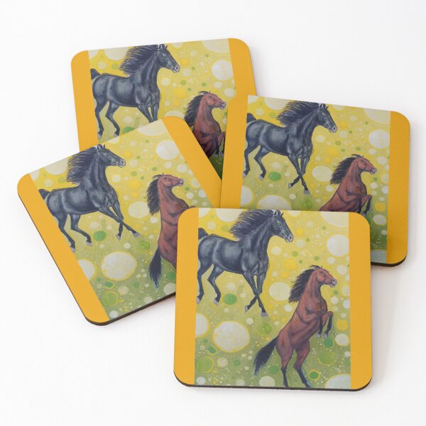 Item preview, Horses playing gouache painting designed and sold by horseaddicted.