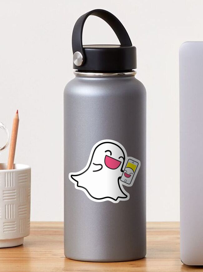 Happy Snapchat Ghost Cartoon Holding Phone Happy Snapchat Ghost Cartoon Holding Phone