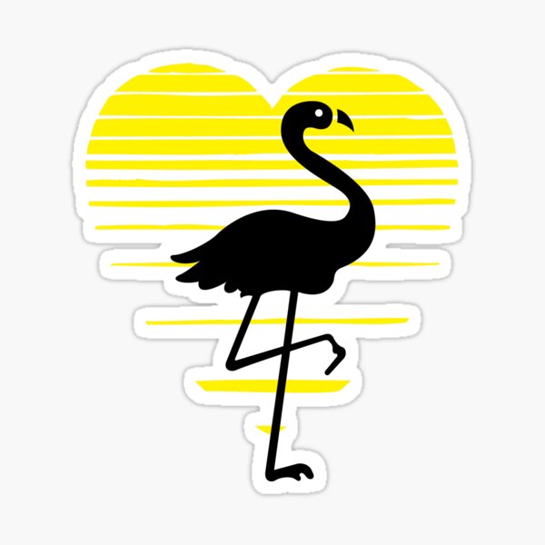 Flamingo lady love silhouette, sunset heart. Flamingo lover gift Sticker