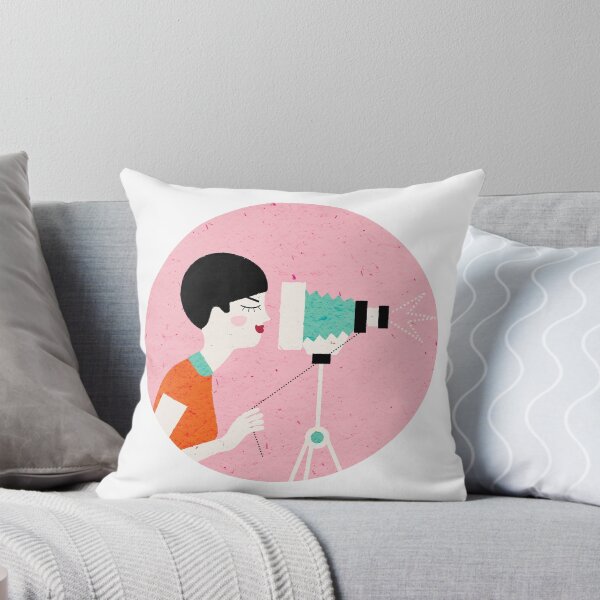Item preview, say cheese! retro style woman behind vintage camera designed and sold by bus109.