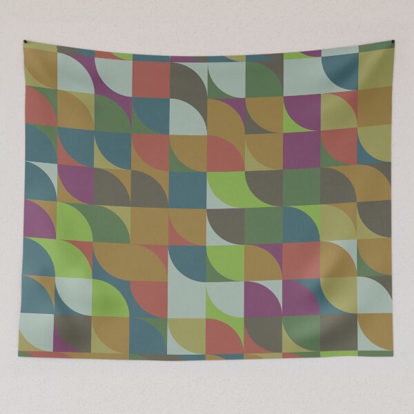 Item preview, Abstract geometric mosaic in 'forest floor' greenery color palette designed and sold by acidmit.