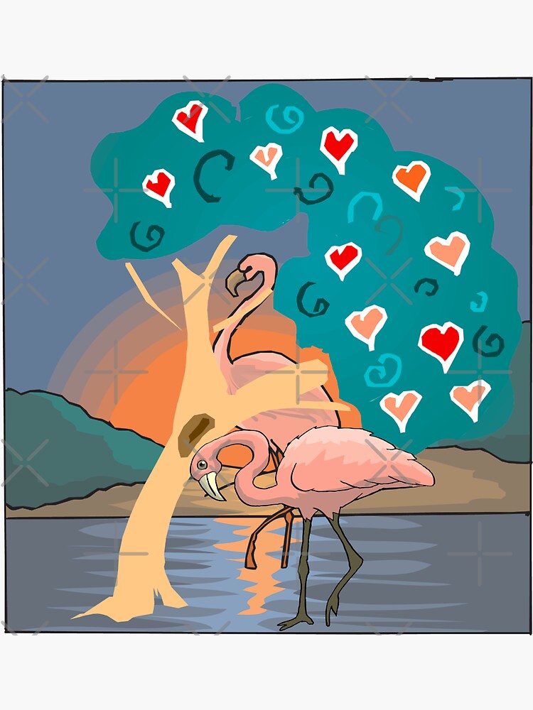 Flamingo lady sunset scenery, sunset lover. Flamingo lover gift by CWartDesign