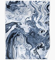 Isao - verschüttete Tinte Kunst Druck Marmor blau Indigo Indien Tinte Original Wellen Ozean Aquarell Poster