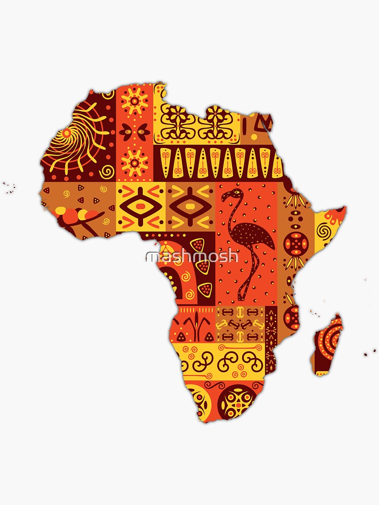map-of-africa-with-ethnic-motifs-pattern-african-print-sticker-for-sale-by-mashmosh-redbubble for Free Printable Map Of Africa Map of Africa with ethnic motifs pattern, African print