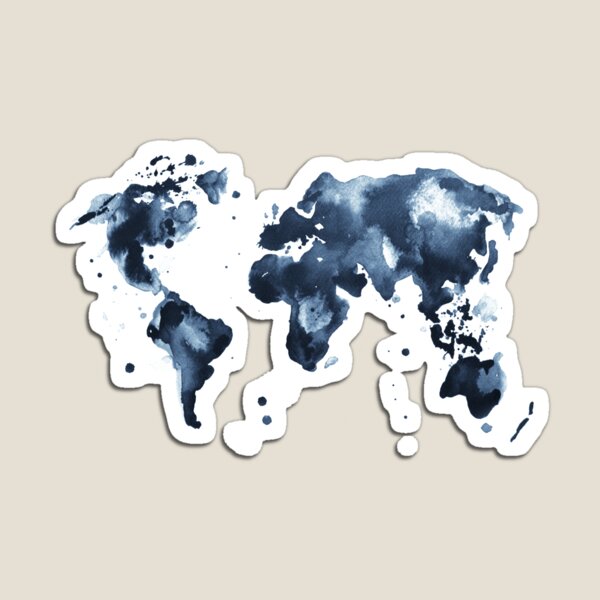 Watercolor map of the world (black and white) Magnet