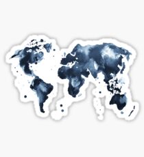 Watercolor map of the world (black and white) Sticker