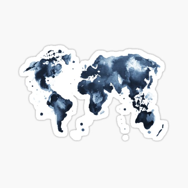 Watercolor map of the world (black and white) Sticker