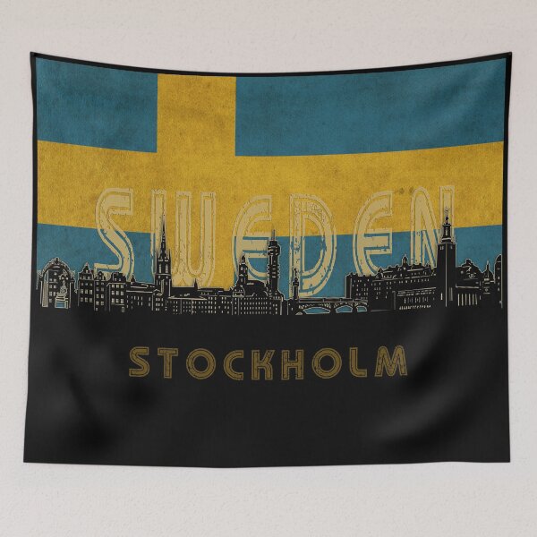 Item preview, stockholm skyline flag designed and sold by BekimART2.