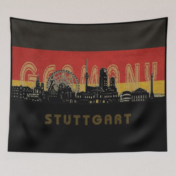 Item preview, stuttgart skyline flag designed and sold by BekimART2.