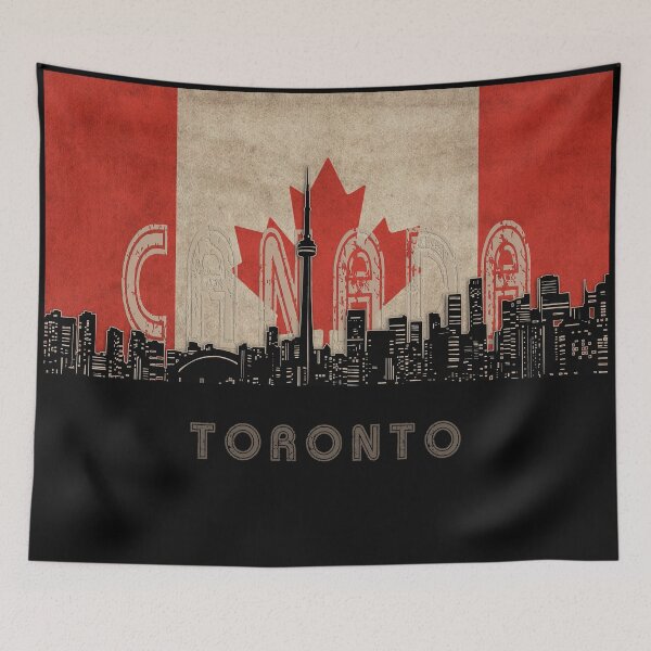 Item preview, toronto skyline flag  designed and sold by BekimART2.