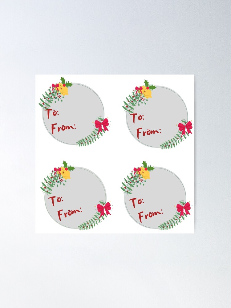 Christmas name tags for presents and gifts Poster for Sale by