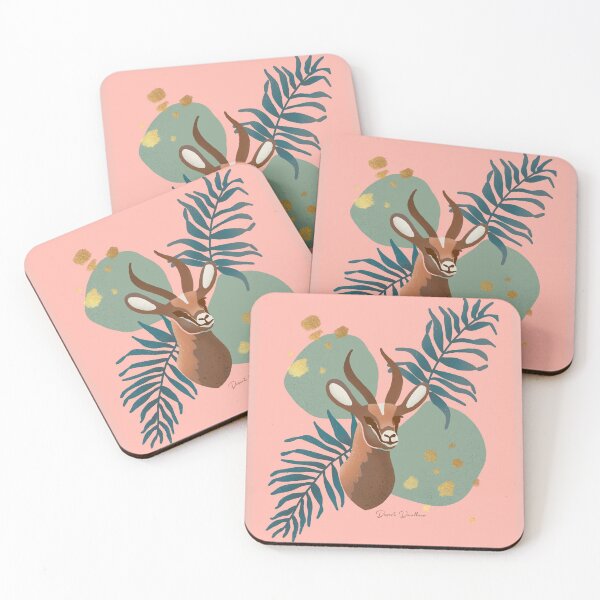Aperçu de l'œuvre Gazelle arabe en turquoise, rose et or créée et vendue par CreatEVEdesign.