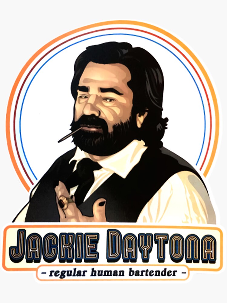 Aperçu 3 sur 3. Sticker avec l'œuvre Jackie Daytona Regular Human Bartender vintage créée et vendue par Loesdegieter.