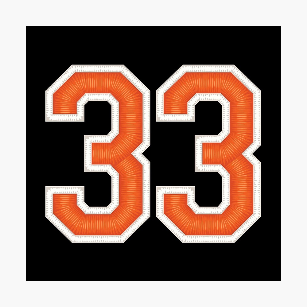 Sports Number 33 Jersey thirty-three Orange Poster for Sale by elhefe