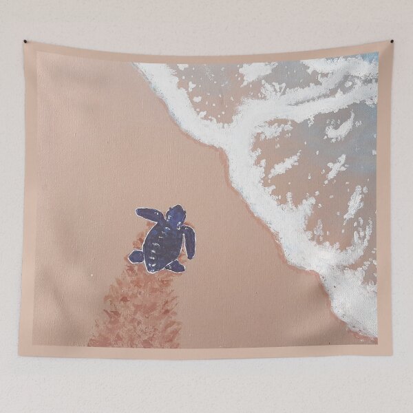 Item preview, Baby turtle sea shore original painting print  designed and sold by MarineTreasury.