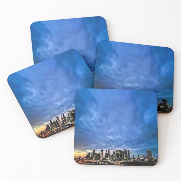 Item preview, Sunset behind the Singapore skyline designed and sold by frankuffmann.