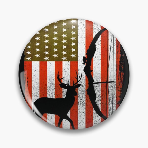 Artikelvorschau, Amerikanische Flagge Hirschjagd mit Bogen, Geschenke für Jäger entworfen und verkauft von Space Art.