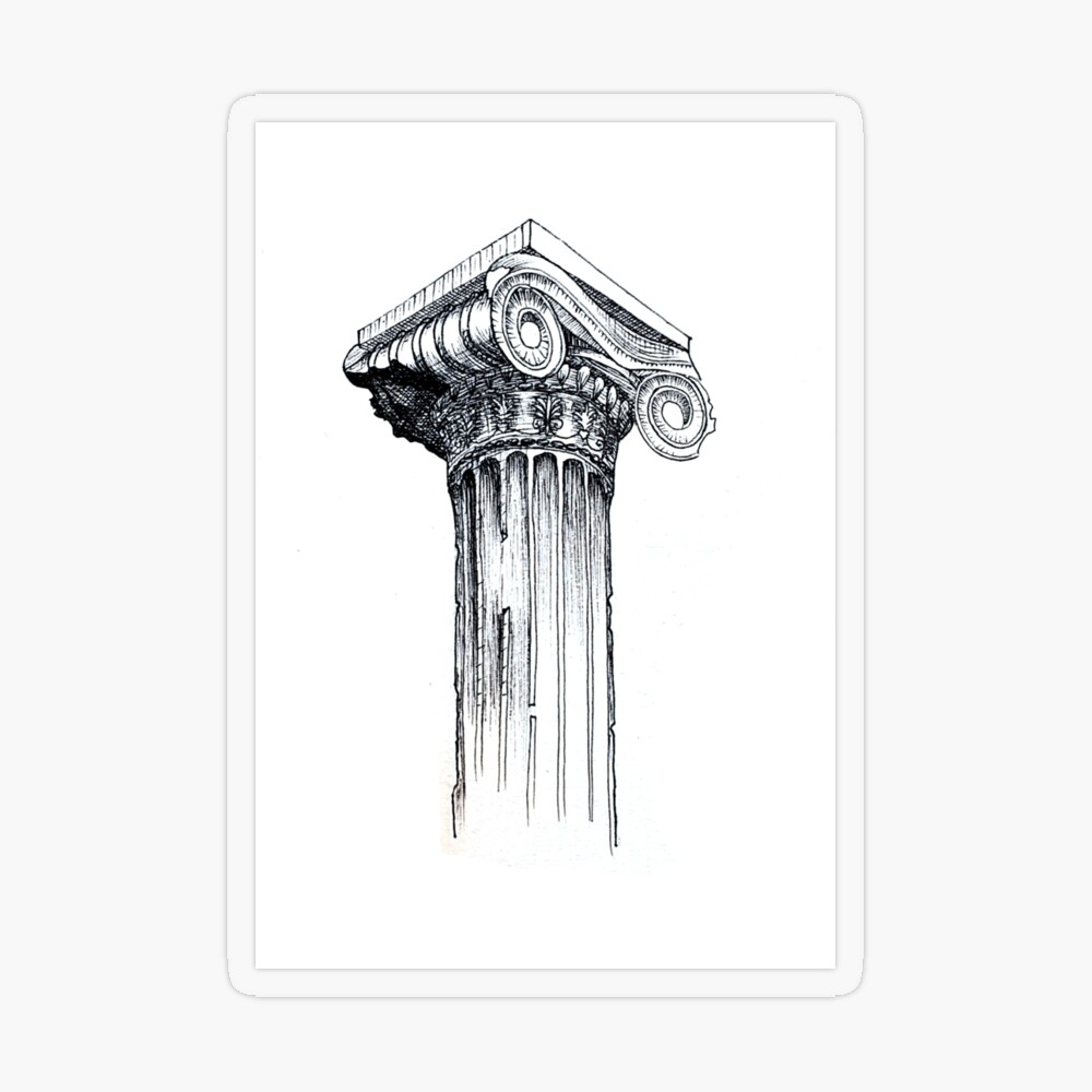 Hand draw sketch Ionic column. Bitmap copy my vector ID 84635941 - Stock  Image - Everypixel