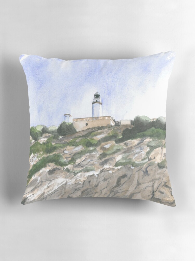 Thumbnail 3 of 4, Pillow, Formentor Lighthouse designed and sold by ABillingsArt.