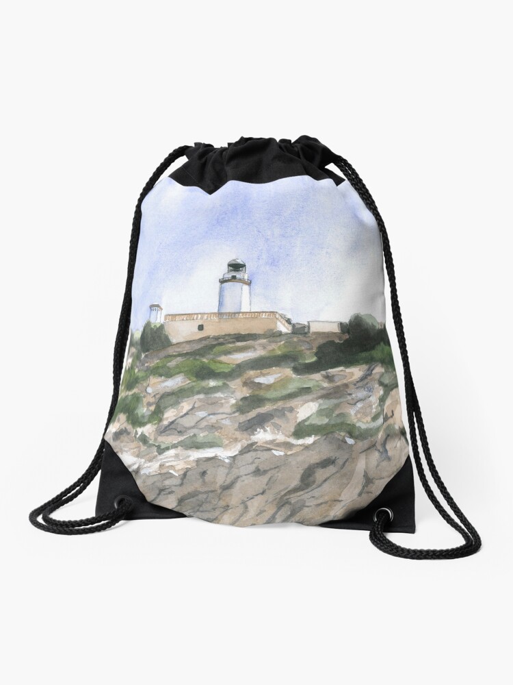 Thumbnail 1 of 3, Drawstring Bag, Formentor Lighthouse designed and sold by ABillingsArt.
