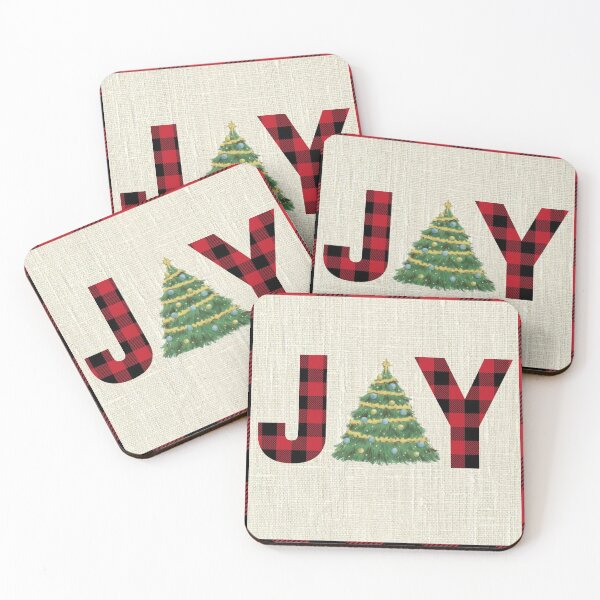 Item preview, Joy Christmas Tree with Plaid Letters designed and sold by Lacy Sciple.