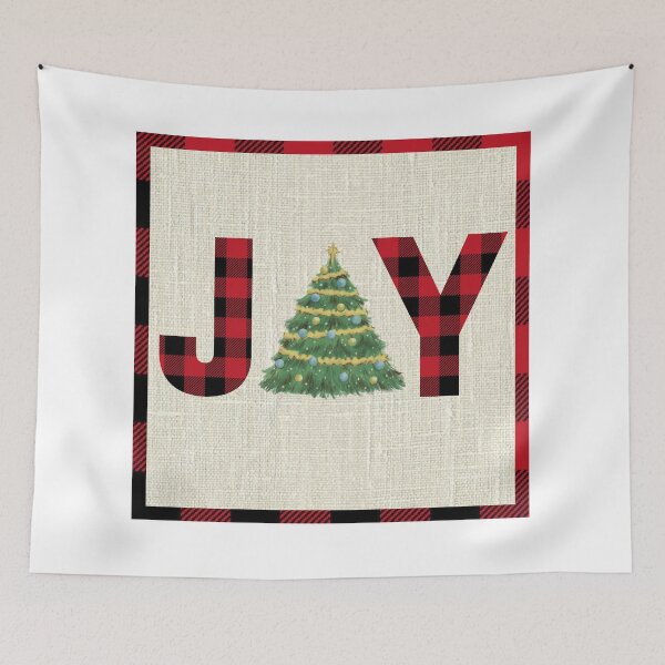 Item preview, Joy Christmas Tree with Plaid Letters designed and sold by Lacy Sciple.