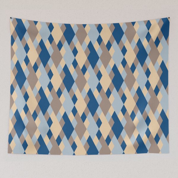 Item preview, Simple geometric ornament with rhombuses in classic blue color palette designed and sold by acidmit.