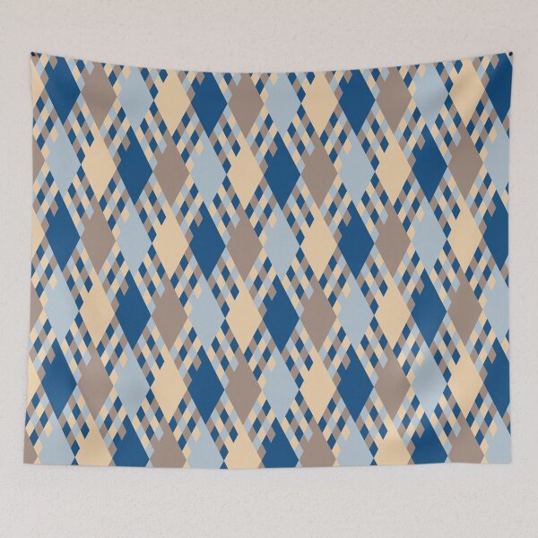 Item preview, Rhombuses in a minimal geometric ornament in classic blue color palette designed and sold by acidmit.