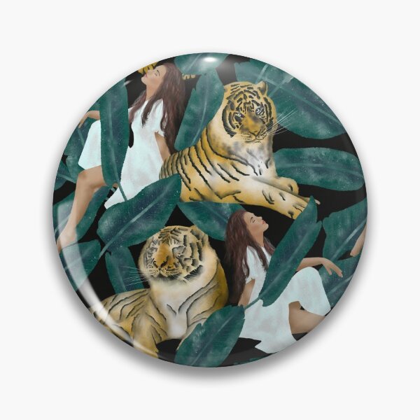 Item preview, Relax with Tigers pattern // Black designed and sold by Dottadesigns.