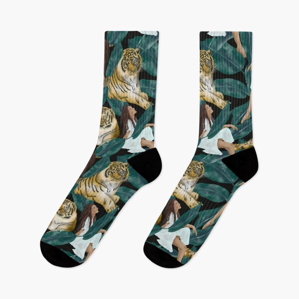 Item preview, Relax with Tigers pattern // Black designed and sold by Dottadesigns.