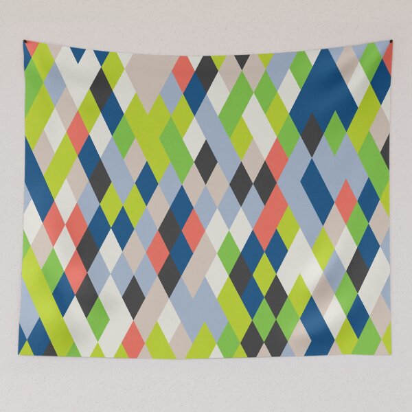 Item preview, Abstract geometric mosaic with rhombuses in random classic blue color palette designed and sold by acidmit.