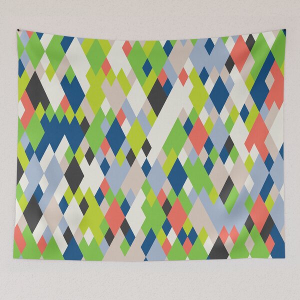 Item preview, Abstract geometric mosaic with rhombuses in random classic blue color palette designed and sold by acidmit.