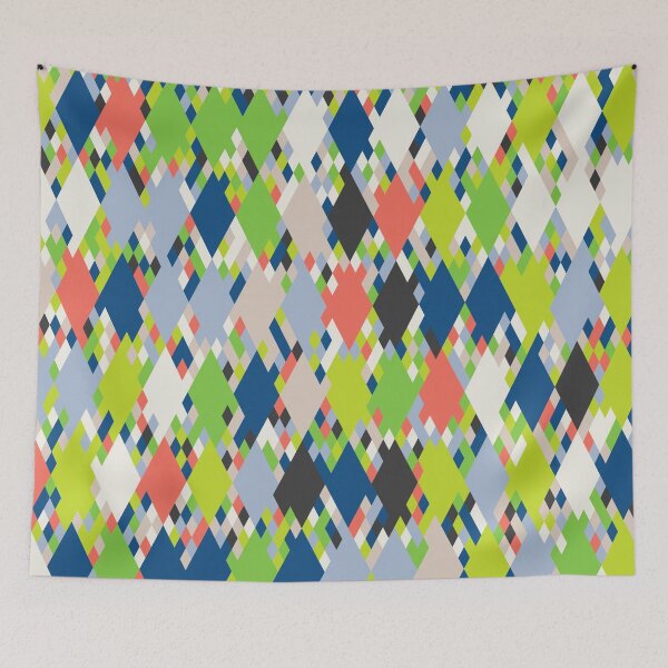 Item preview, Rhombuses in an abstract geometric mosaic in random classic blue color palette designed and sold by acidmit.