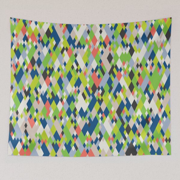 Item preview, Rhombuses in an abstract geometric mosaic in classic blue color palette designed and sold by acidmit.