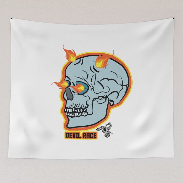 Item preview, devil race | skull with fiery eyes and fiery horns | motor bike racer t-shirt  designed and sold by KARTICK DUTTA.