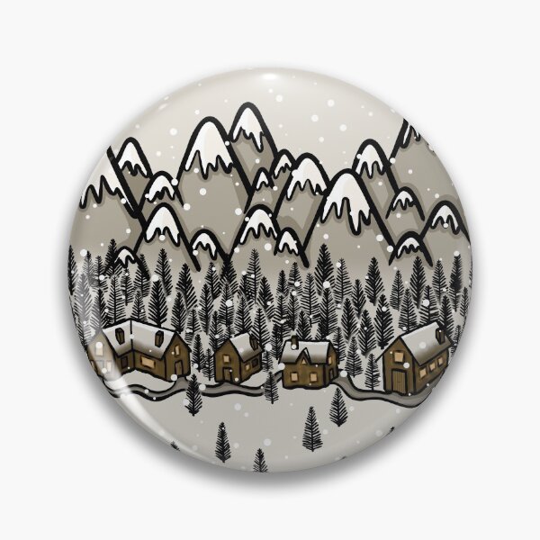 Item preview, Cosy Winter Village in the Mountains Snowy Scene Digital Illustration designed and sold by AlmightyClaire.