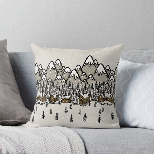 Item preview, Cosy Winter Village in the Mountains Snowy Scene Digital Illustration designed and sold by AlmightyClaire.