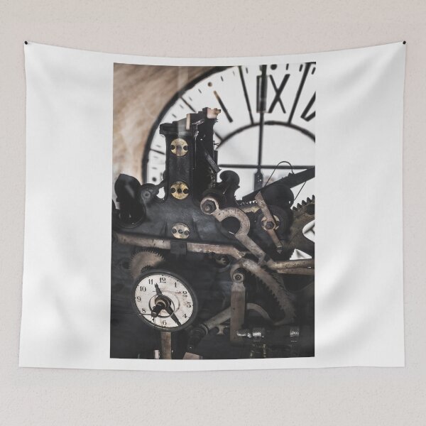 Item preview, passing time background - interior of an old clock tower designed and sold by fineartitalia.