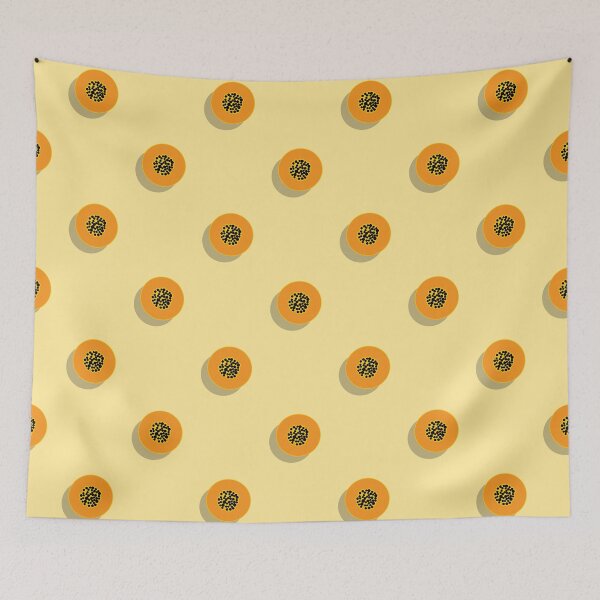 Item preview, Papaya slices pattern on a yellow background designed and sold by acidmit.