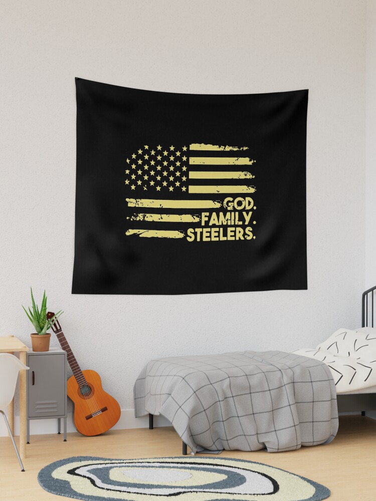 God Family Steelers Pro Us Flag Shirt Father's Day Dad Gift Pullover Hoodie