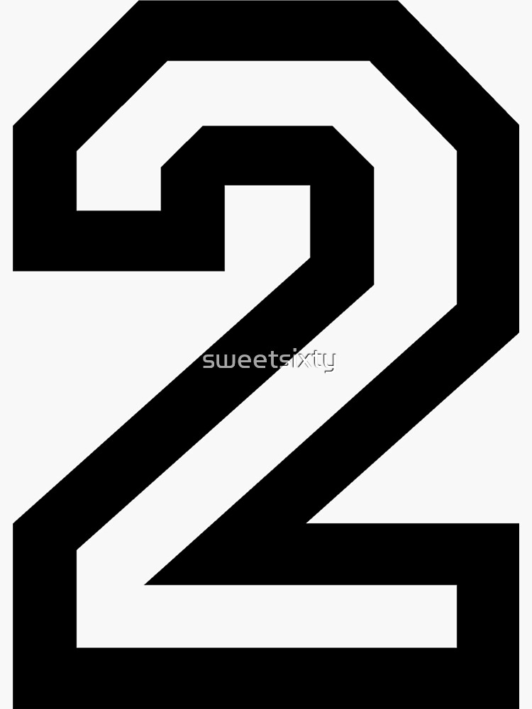 2 - number 2 - jersey number for sportsteam' Sticker