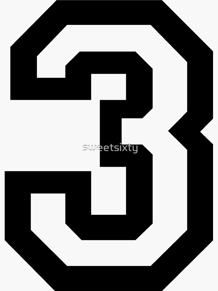 3 - number 3 - jersey number for sportsteam Sticker