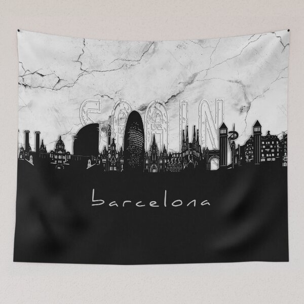Item preview, barcelona skyline marble designed and sold by BekimART2.