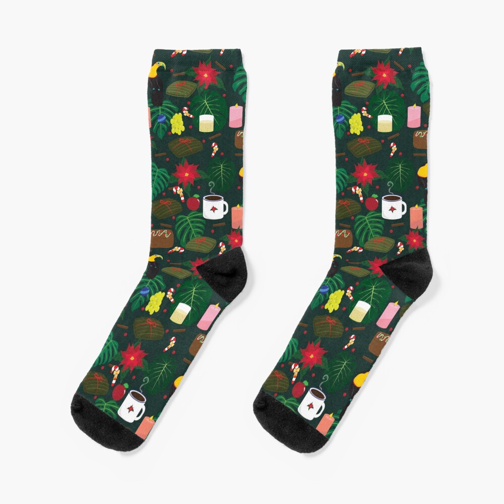 "Costa Rican Christmas Dinner" Socks by liveinpaper Redbubble
