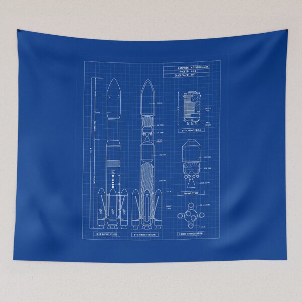 Item preview, H-IIB JAXA Rocket (Blueprint-Vertical-English) designed and sold by BGALAXY.