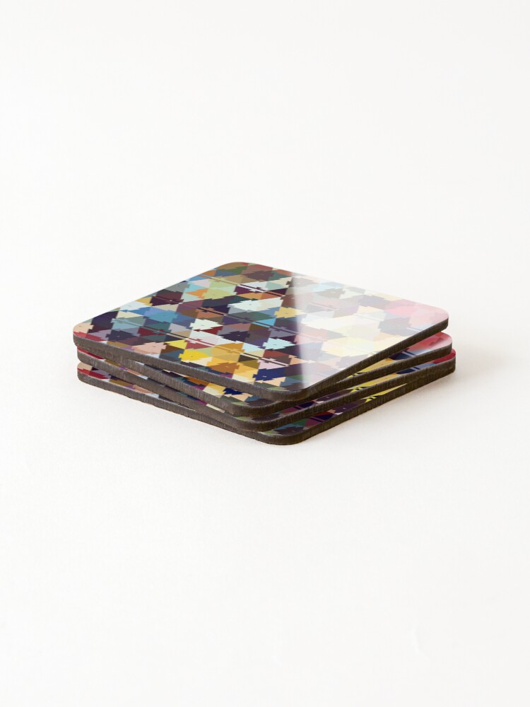 Thumbnail 4 of 5, Coasters (Set of 4), Colourful Triangles pattern designed and sold by Digibee.