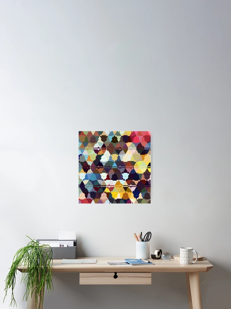 Thumbnail 2 of 3, Poster, Colourful Triangles pattern designed and sold by Digibee.
