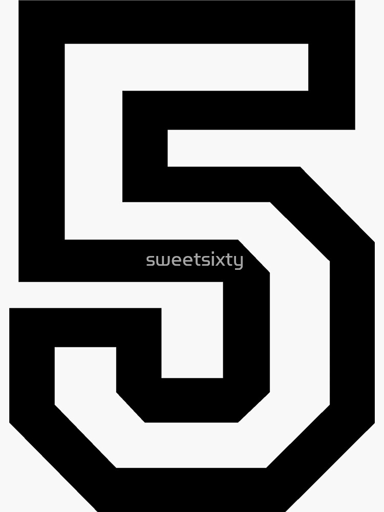 5 - number 5 - jersey number for sportsteam' Sticker